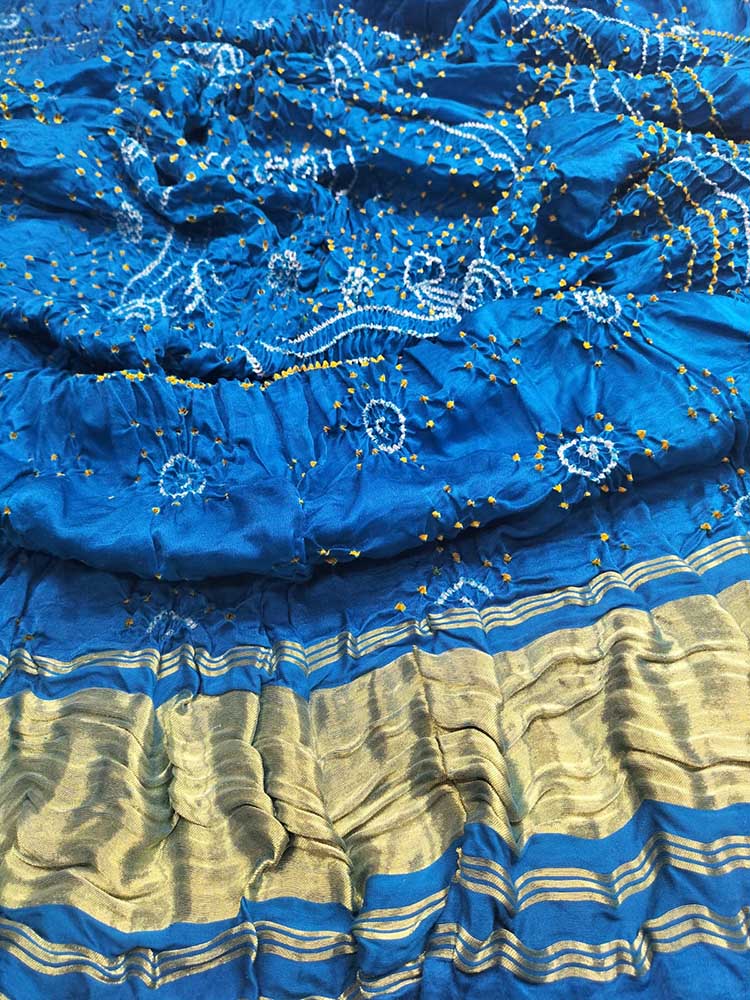 Blue Bandhani Gajji Silk Dupatta - Luxurion World