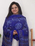 Blue Bandhani Gajji Silk Dupatta - Luxurion World