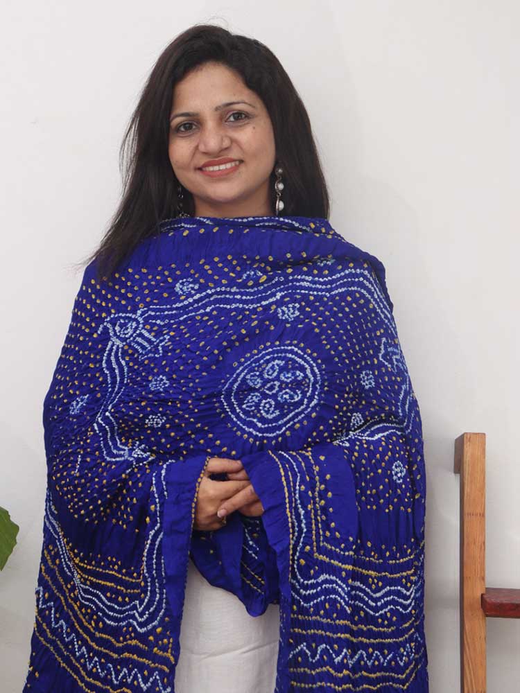 Blue Bandhani Gajji Silk Dupatta - Luxurion World