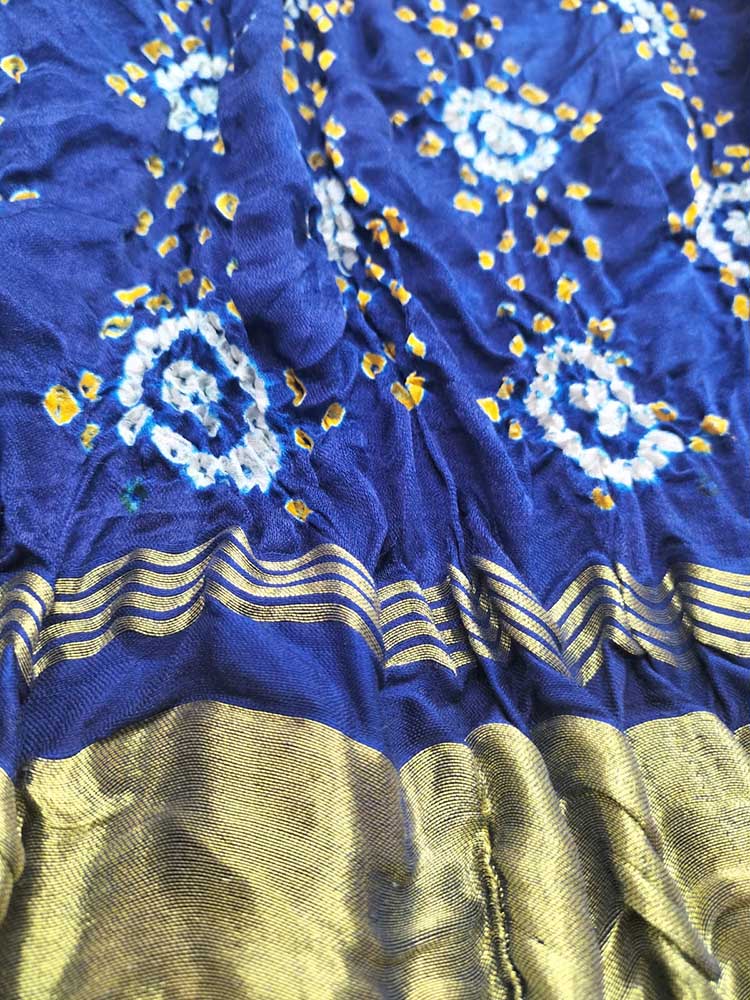Blue Bandhani Gajji Silk Dupatta - Luxurion World