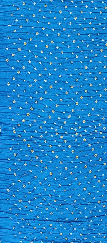 Blue Bandhani Pure Gajji Silk Fabric ( 1 Mtr )