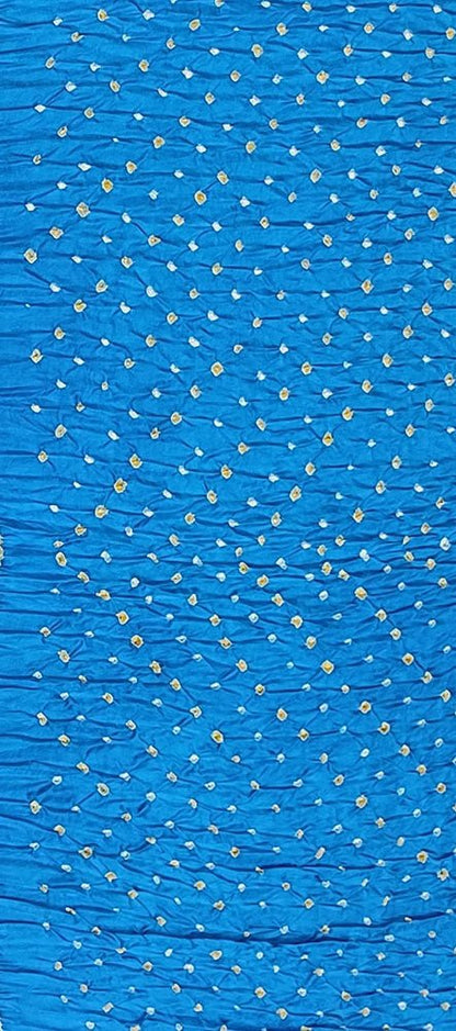 Blue Bandhani Pure Gajji Silk Fabric ( 1 Mtr ) - Luxurion World