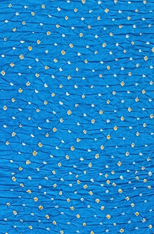 Blue Bandhani Pure Gajji Silk Fabric ( 1 Mtr ) - Luxurion World