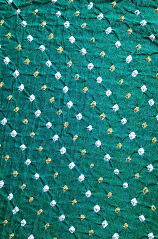 Blue Bandhani Pure Gajji Silk Fabric ( 6 Mtrs ) - Luxurion World