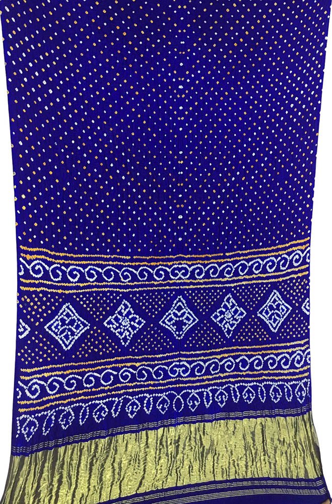 Blue Bandhani Pure Gajji Silk Saree - Luxurion World