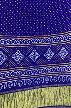 Blue Bandhani Pure Gajji Silk Saree - Luxurion World