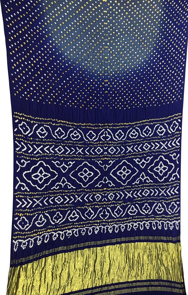 Blue Bandhani Pure Gajji Silk Saree - Luxurion World