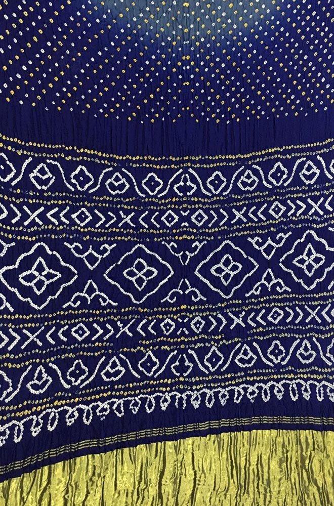 Blue Bandhani Pure Gajji Silk Saree - Luxurion World