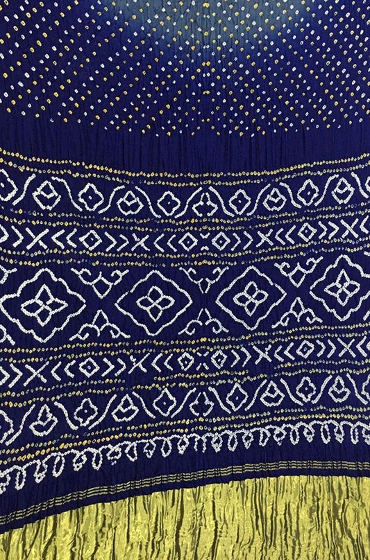 Blue Bandhani Pure Gajji Silk Saree - Luxurion World