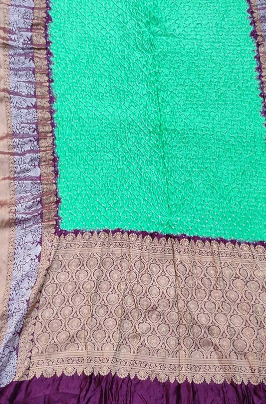 Blue Bandhani Pure Silk Kanjeevaram Border Saree - Luxurion World