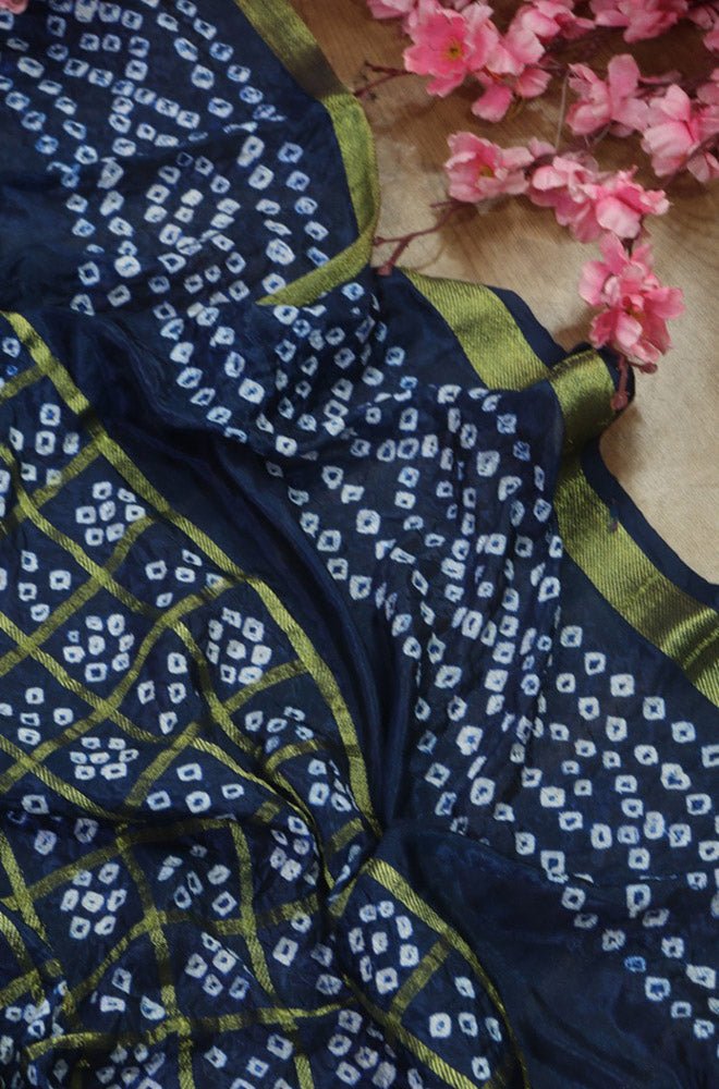 Blue Bandhani Silk Dupatta - Luxurion World