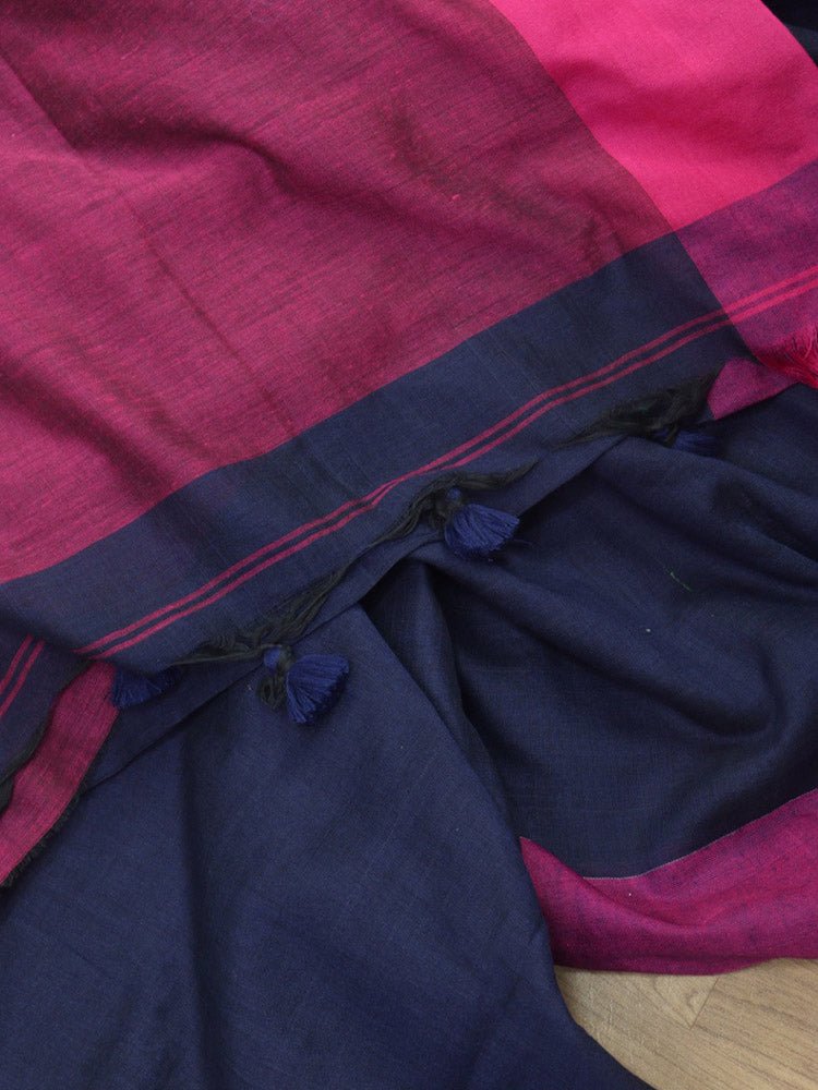 Blue Bengal Plain Cotton Saree - Luxurion World