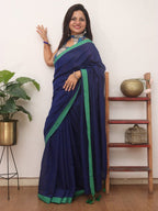 Blue Bengal Plain Cotton Saree - Luxurion World