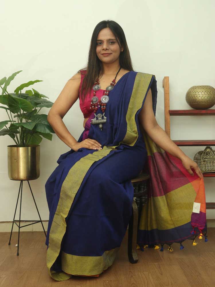 Blue Bengal Cotton Saree: Elegant and Timeless - Luxurion World