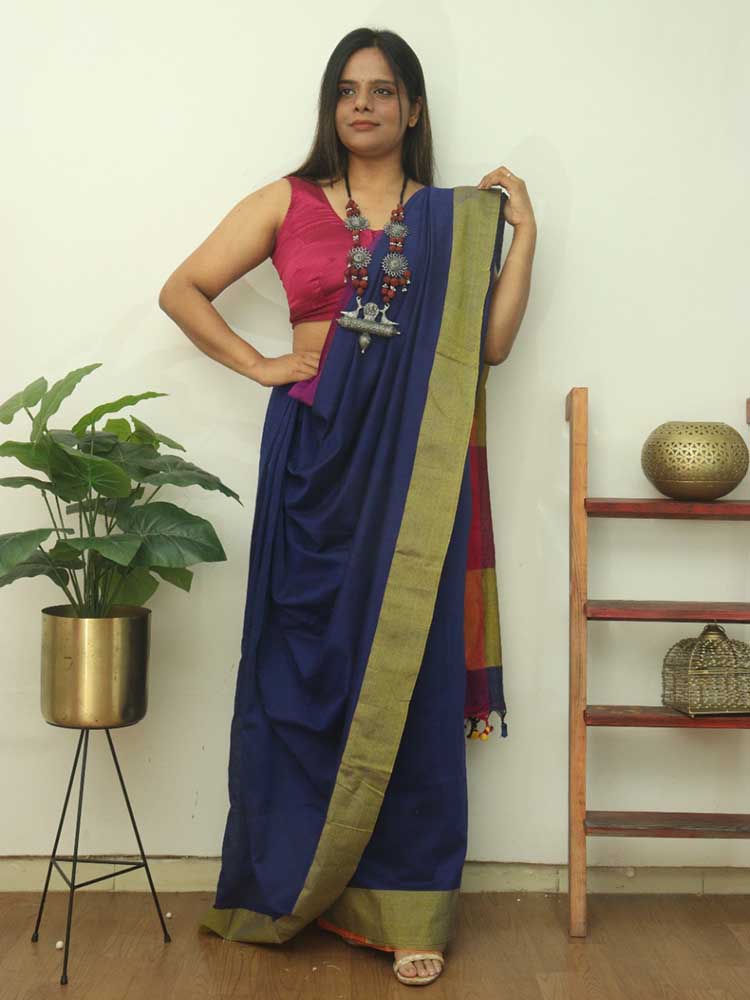Blue Bengal Cotton Saree: Elegant and Timeless - Luxurion World