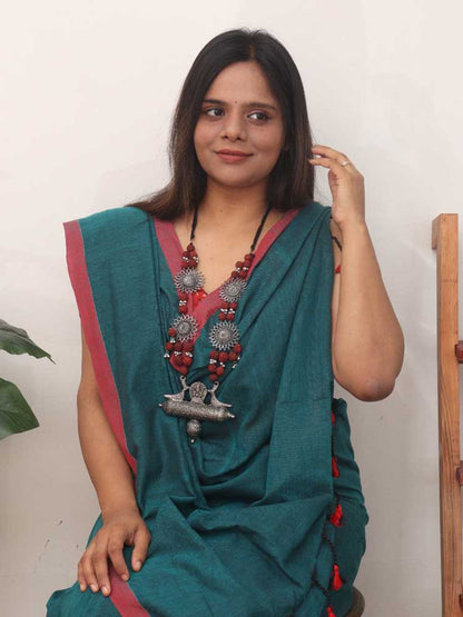 Blue Bengal Plain Cotton Saree - Luxurion World