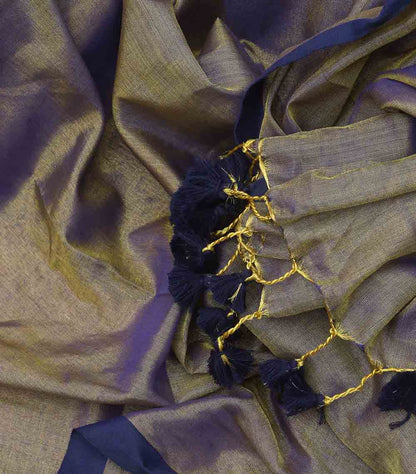 Blue Bengal Plain Tissue Cotton Saree - Luxurion World