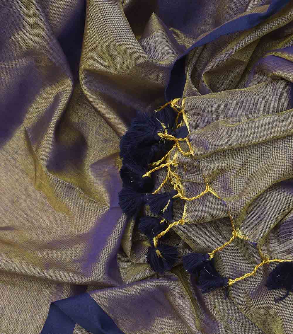 Blue Bengal Tissue Cotton Saree - Elegant and Timeless - Luxurion World