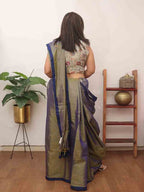 Blue Bengal Tissue Cotton Saree - Elegant and Timeless - Luxurion World