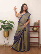 Blue Bengal Tissue Cotton Saree - Elegant and Timeless - Luxurion World