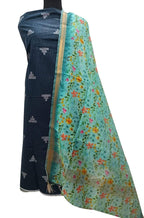 Blue Bhagalpur Linen Two Piece Unstitched Suit Set With Digital Printed Dupatta - Luxurion World