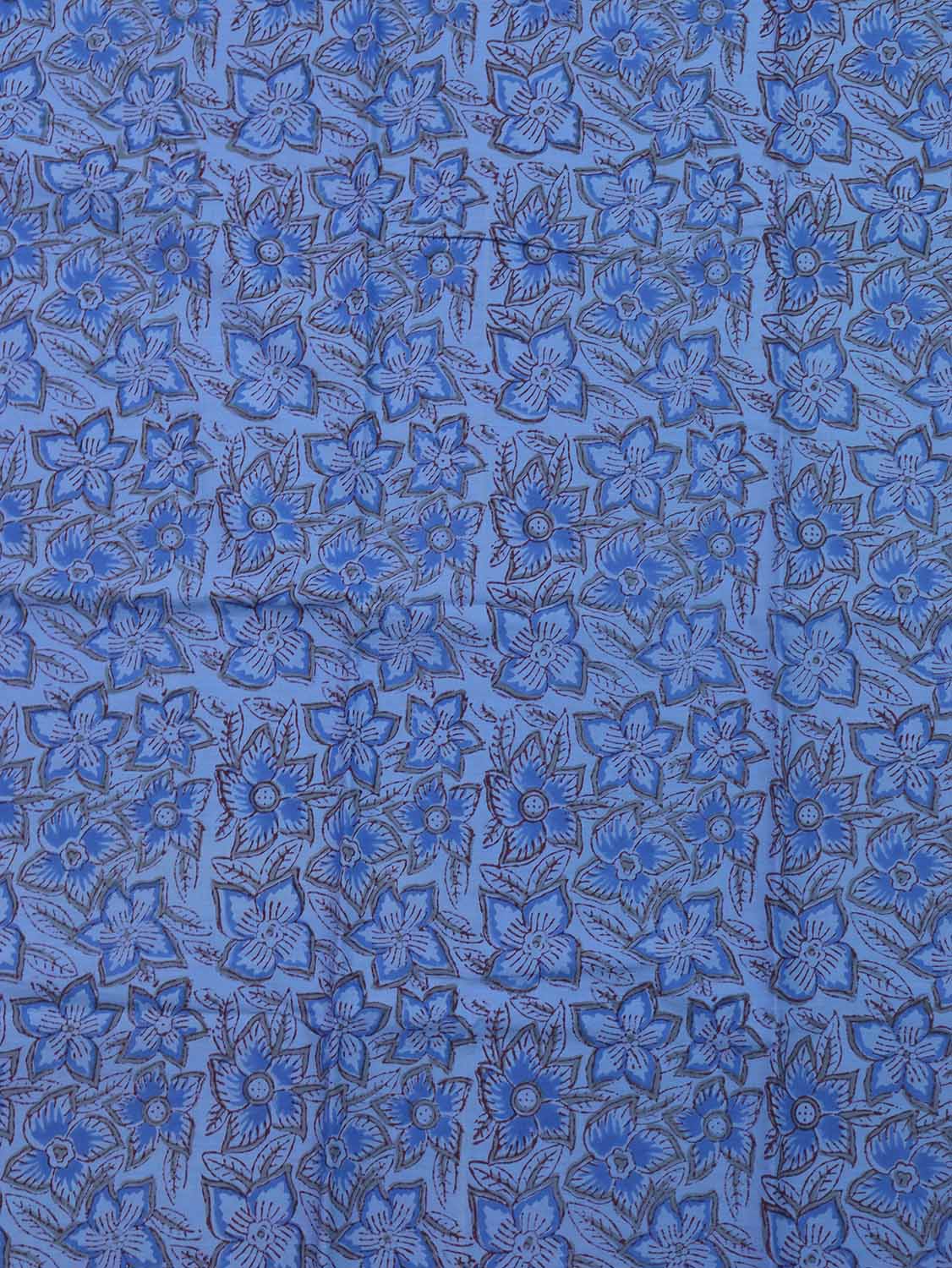 Blue Block Printed Cotton Fabric ( 2.5 Mtr )