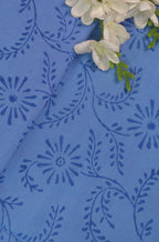 Blue Block Printed Cotton Fabric ( 2.5 Mtr ) - Luxurion World
