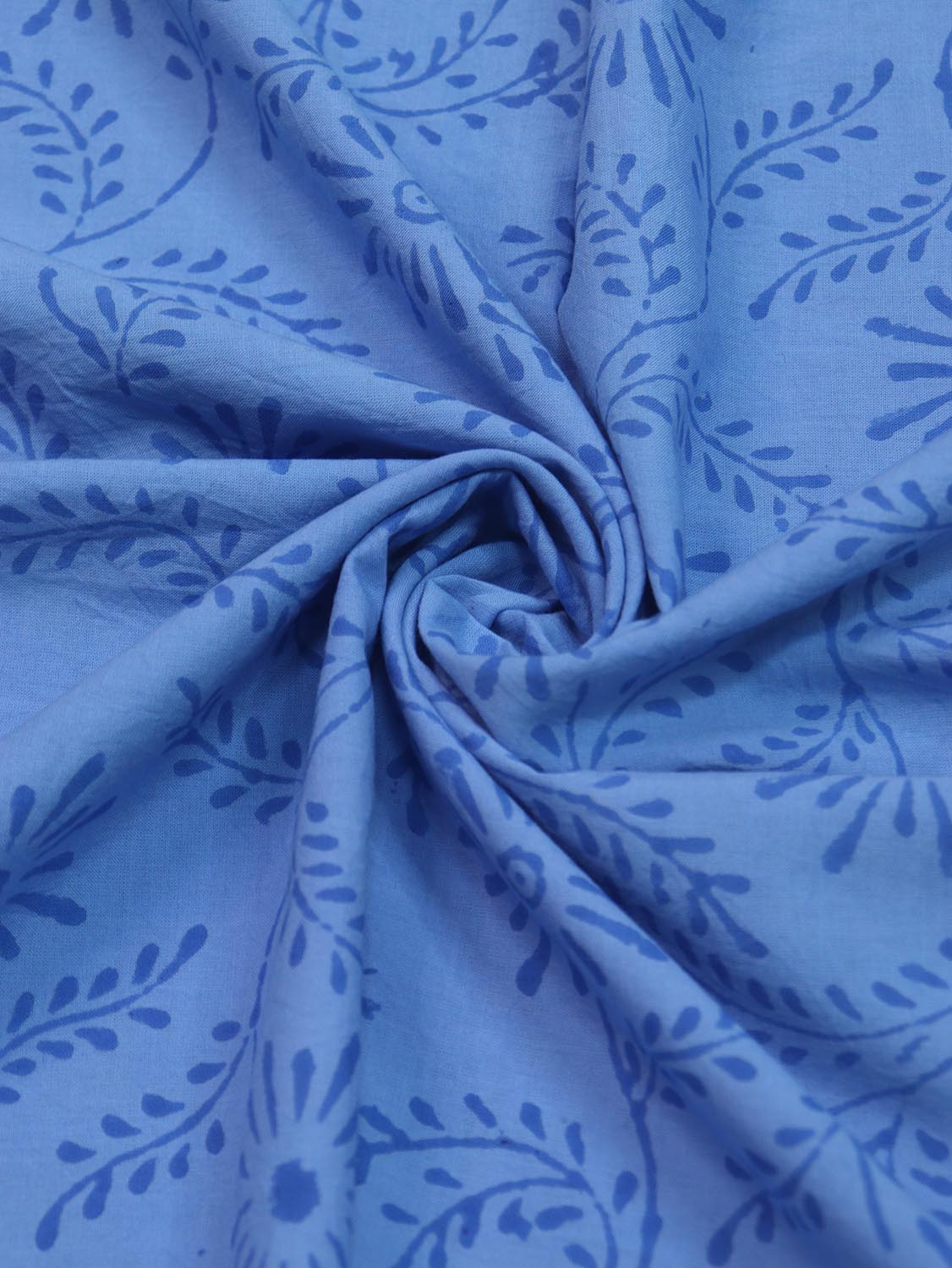Blue Block Printed Cotton Fabric ( 2.5 Mtr ) - Luxurion World