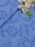 Blue Block Printed Cotton Fabric ( 2.5 Mtr ) - Luxurion World