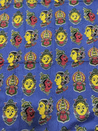 Blue Block Printed Kalamkari Cotton Fabric (1 mtr) - Luxurion World