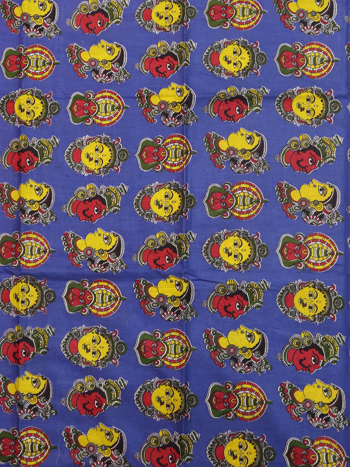 Blue Block Printed Kalamkari Cotton Fabric ( 1 Mtr ) - Luxurion World