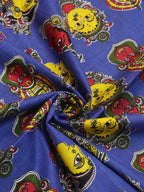 Blue Block Printed Kalamkari Cotton Fabric ( 1 Mtr ) - Luxurion World