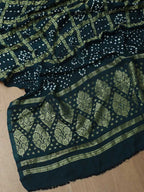 Blue Checks Bandhani Gajji Silk Gharchola Dupatta - Luxurion World