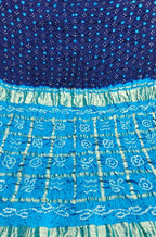 Blue Checks Bandhani Gajji Silk Gharchola Saree - Luxurion World