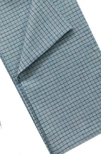 Blue Checks Pure Linen Fabric ( 1 Mtr ) - Luxurion World