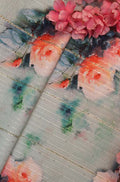 Blue Digital Printed Crepe Sequins Work Fabric (1 Mtr) - Luxurion World