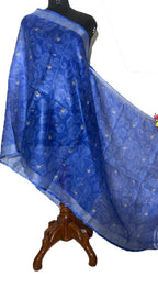 Blue Digital Printed Linen Dupatta - Luxurion World