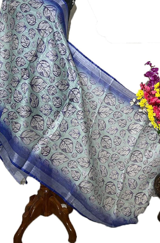 Blue Digital Printed Linen Dupatta - Luxurion World