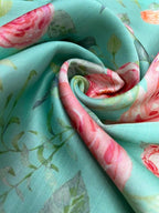 Blue Digital Printed Linen Fabric ( 1 Mtr ) - Luxurion World