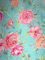 Blue Digital Printed Linen Fabric ( 1 Mtr ) - Luxurion World