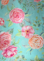 Blue Digital Printed Linen Fabric ( 1 Mtr ) - Luxurion World