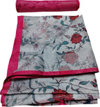 Blue Digital Printed Linen Floral Design Saree - Luxurion World