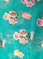 Blue Digital Printed Organza Fabric ( 1 Mtr ) - Luxurion World
