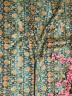 Blue Digital Printed Tussar Silk Fabric (1 Mtr) - Luxurion World
