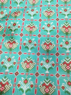 Blue Digital Printed Tussar Silk Patola Design Fabric ( 1 Mtr ) - Luxurion World