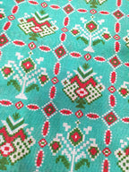 Blue Digital Printed Tussar Silk Patola Design Fabric ( 1 Mtr ) - Luxurion World