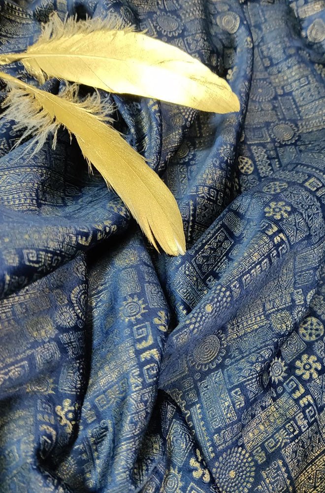 Blue Digital Printed Velvet Fabric (1 mtr) - Luxurion World