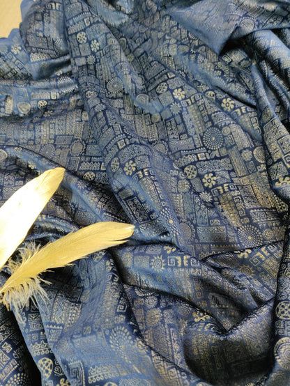 Blue Digital Printed Velvet Fabric (1 mtr) - Luxurion World