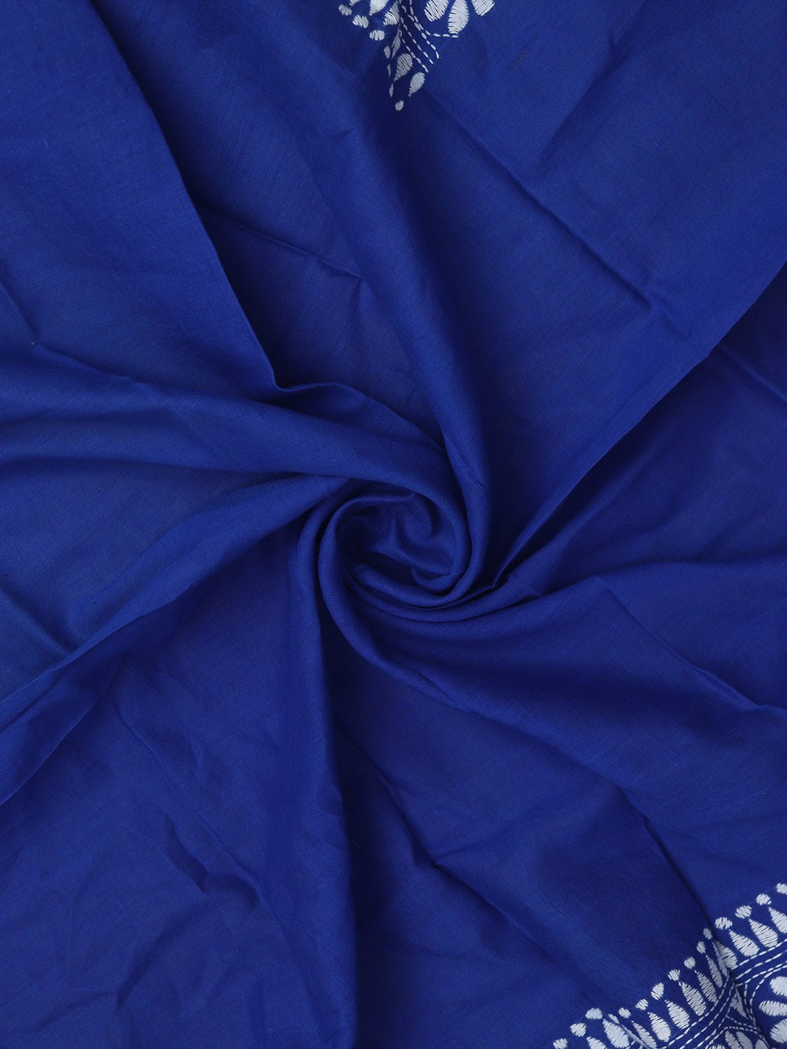 Blue Embroidered Kantha Cotton Blouse Piece Fabric ( 1 Mtr ) - Luxurion World
