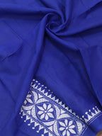 Blue Embroidered Kantha Cotton Blouse Piece Fabric ( 1 Mtr ) - Luxurion World